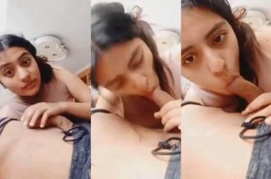 Cute Desi Girlfriend Passionate Blowjob to Lover