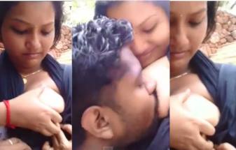 Tamil GF Feeding her Hot Boobs to Lover in Public Place