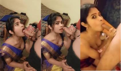 Mallu Girl’s Deepthroat Blowjob in Saree for Lover’s Cock