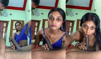 Muzaffarpur Village Girl’s Blue Saree Deepthroat Blowjob MMS