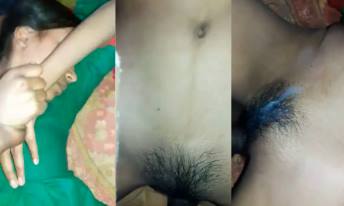 Young Girl’s Hairy Pussy Drilled & Creampied by Lover