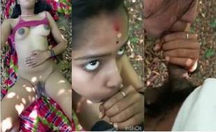 Mallu Girl Asha Naked in Forest by Bengali Guy & Give BJ on his Cock