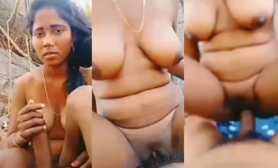 Horny Telugu Village Aunty Strokes & Rides Lover in Jungle